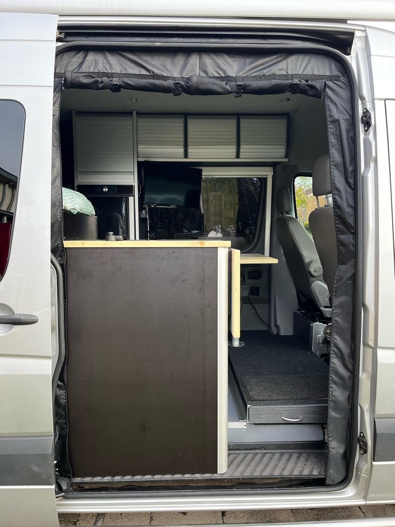 BKICKI RV Insect Screen Net Door Sunshade Screen Mount Anti-Flying Privacy Protection Net Sliding Door for Mercedes-Benz Sprinter High Roof - Image 3